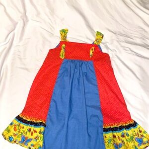 Colorful Kids Dress with Floral Accents